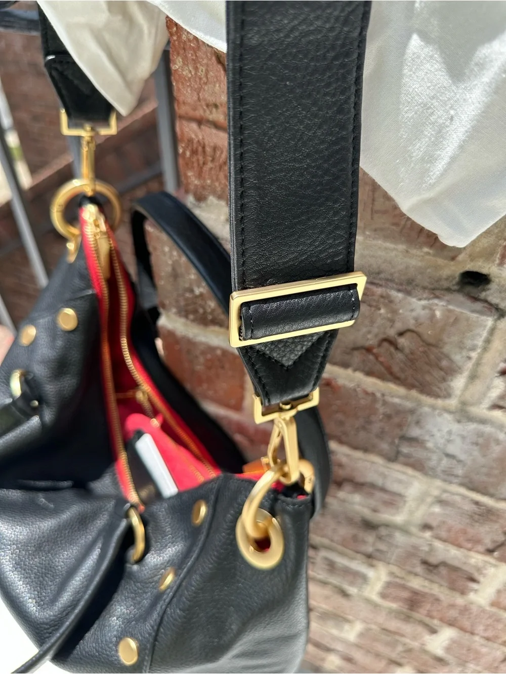 Hammitt, Large Daniel,Black Pebbled Leather Satchel. Red suede interior. NWT